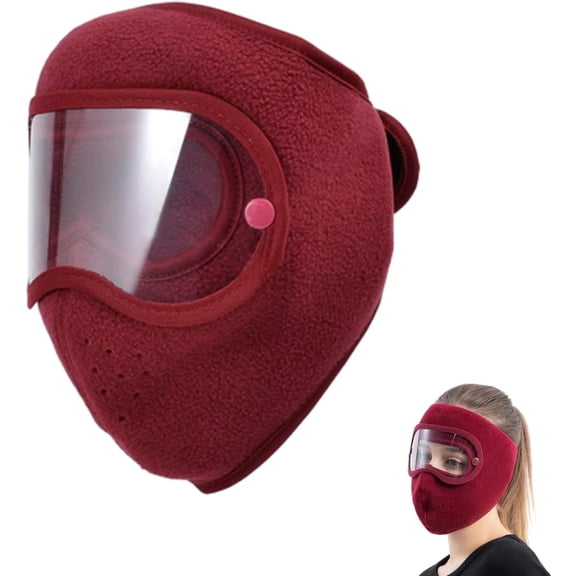 Winter Warm Fleece Windproof High-Definition Goggles with Removable Thermal Mask – Cold Weather Ski, Hike, Cycle Goggles for Men & Women, Anti-Fog Reusable Face Protection