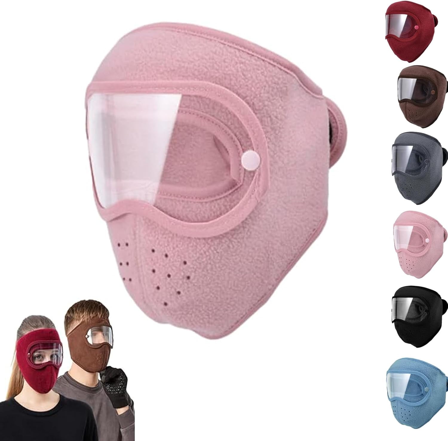Winter Warm Fleece Windproof High-Definition Goggles,with Removable HD Goggles,WindproofFleece Thermal SkiMask for Men&Women