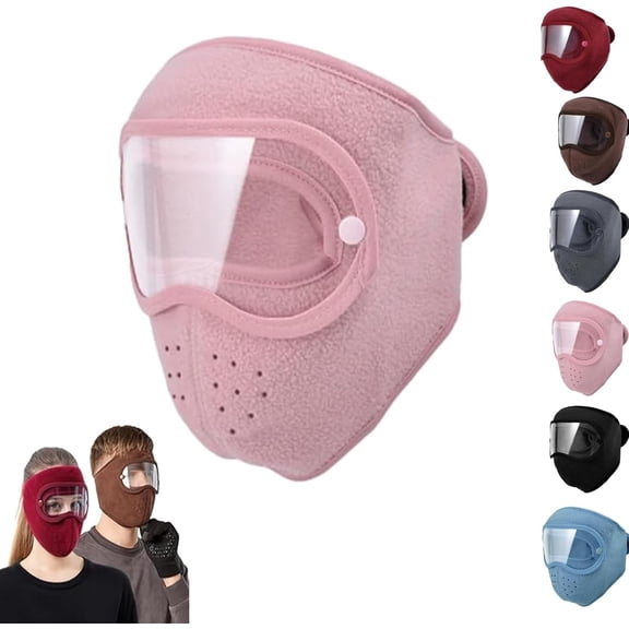 Winter Warm Fleece Windproof High-Definition Goggles,with Removable HD Goggles,WindproofFleece Thermal SkiMask for Men&Women