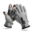 thumbnail image 1 of Winter Warm Gloves, Touchscreen Cold Weather Driving Gloves, Windproof Slip Sports Gloves, for Cycling Running Skiing Hiking, Two Finger Touch Screen, Flip Cover, Zipper, Fishing Outdoor, by FAJHHA, 1 of 8