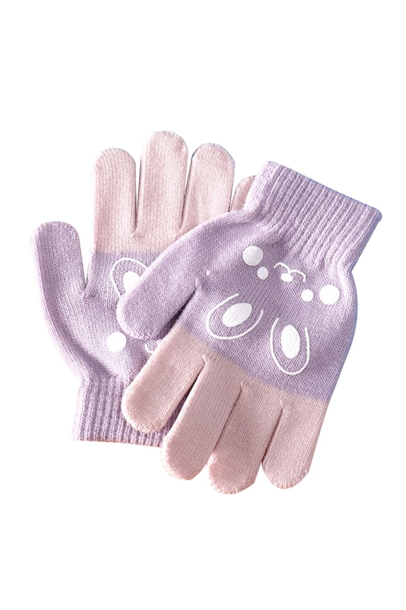 Winter Warm Gloves for Children Boys Girls Cartoon Bear Pattern Glove Kids Outdoor Playing Winter Gloves