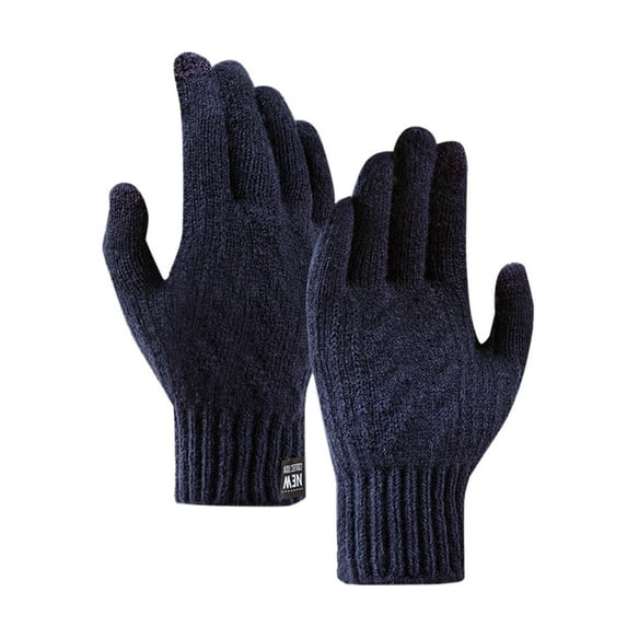 Winter Warm Gloves for Men - Thickened, Windproof, Knitted, Touch Screen Compatible, Outdoor Riding, Cold-Resistant, Multiple Colors