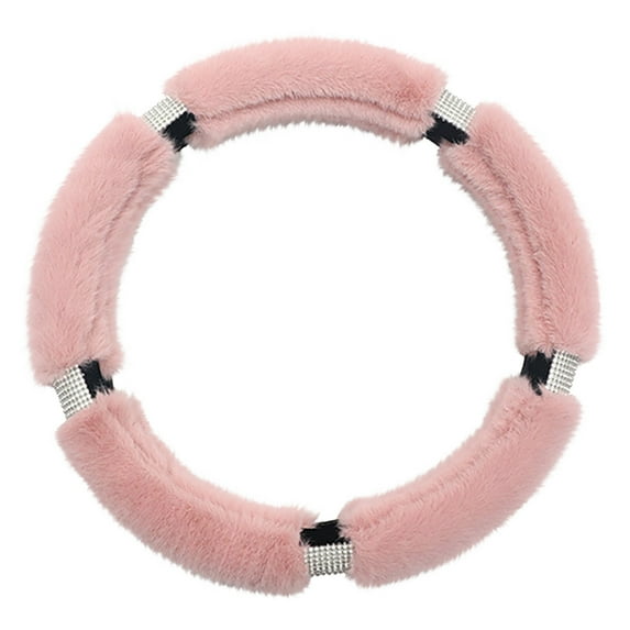 Winter Warm Handlebar Cover Antler Thick Plush Steering Wheel Cover Pink