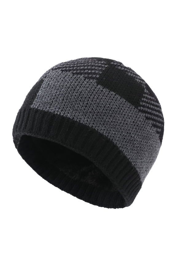 Winter Warm Hat Plaid Knitted Hat Beanie Hat For Men & Women Ear Hat Thickened Outdoor Hat Men's Winter Hat Mens Trooper Hat Trapper Cap Thermal Trapper Thermal Trapper Hat Fuzzy Hats for Men