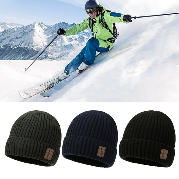 Winter Warm Hat Super Soft High Elastic Friendly to Skin Solid Color Fleece Lined Beanie Hat Winter Headgear