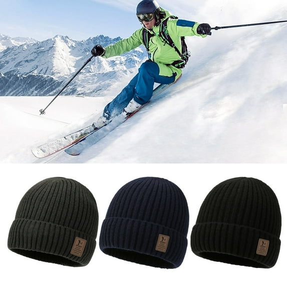 Winter Warm Hat Super Soft High Elastic Friendly to Skin Solid Color Fleece Lined Beanie Hat Winter Headgear