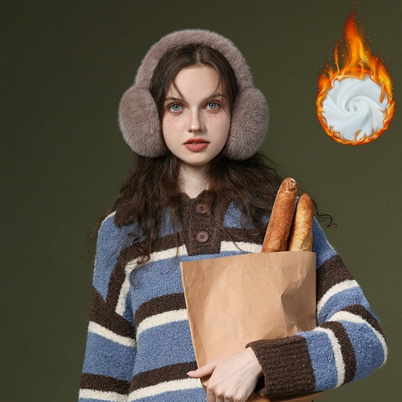 Winter Warm Heat Storage Foldable Earmuffs | Windproof Antifreeze Ear Protection | Soft Plush Material | Unisex One Size | Portable | Black, Gray, White, Pink, Brown | 20x20x12cm