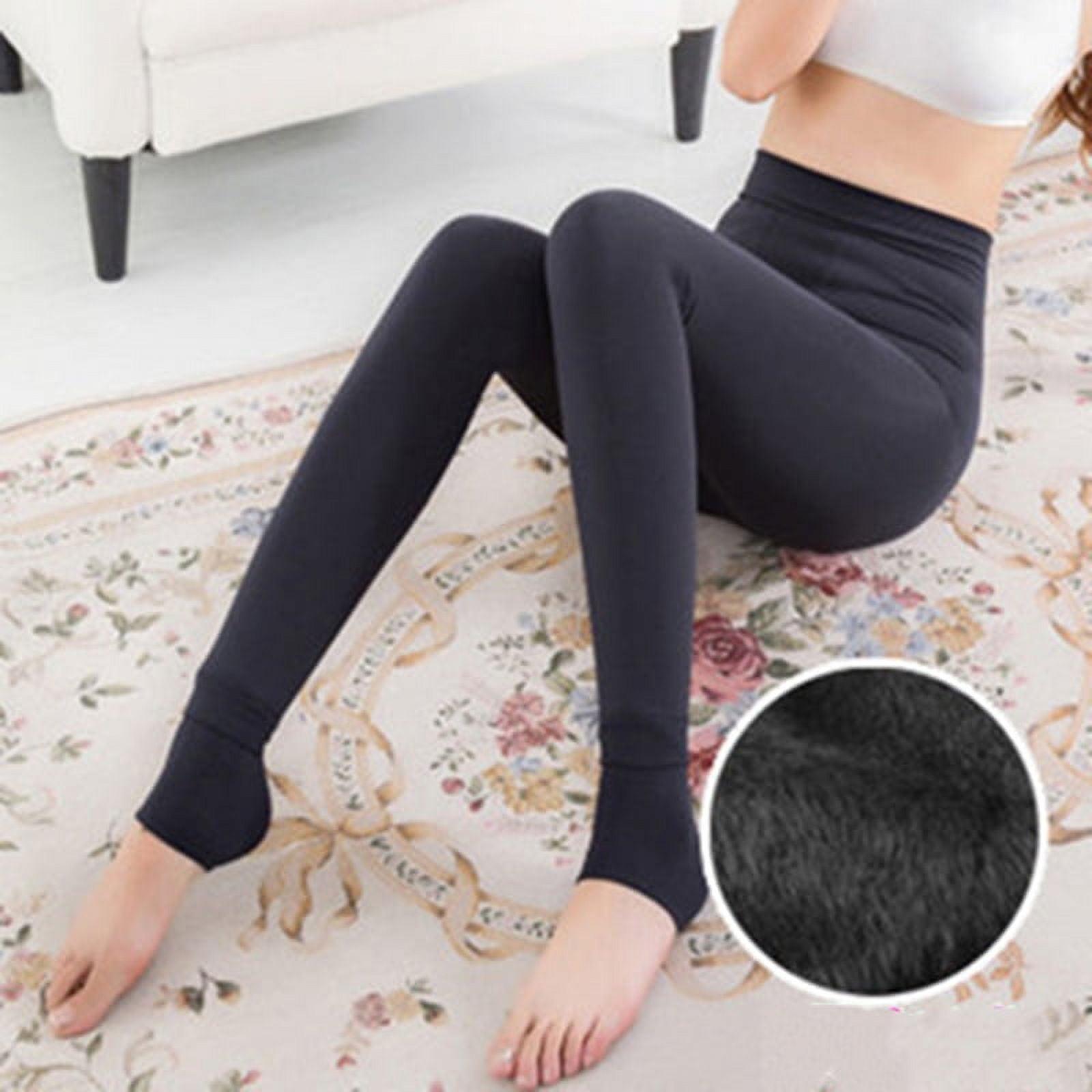 Winter Warm High-waist Leggings Super Thick Elastic Tight Leggings  Windproof Lasting Warmth for Women Gray One Size