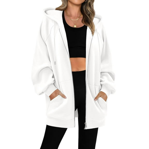Winter Warm Hooded Jackets for Women Casual Basic Solid Color Long Raglan Sleeves Zip Up Coat with Pockets Workout Drawstring Cuffed Sleeve Jackets