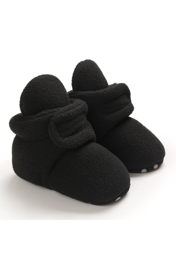 Winter Warm Infant Newborn Crib Sock Shoes-black-11cm