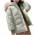 thumbnail image 1 of Winter Warm Jackets For Women Color Blocked With Long Sleeves And Zippered With Pockets Green Coat Outerwear (M), 1 of 5