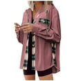 thumbnail image 1 of Winter Warm Jackets For Women Long Sleeve Casual Pocket Buttons Checkered Hot Pink Jackets Warm Coat S, 1 of 8