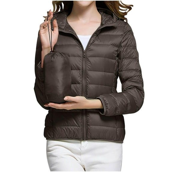 Winter Warm Jackets For Women Solid Color Zipper Lightweight Cotton Dark Gray Long Sleeved Coats Jackets With Pocket S-2XL