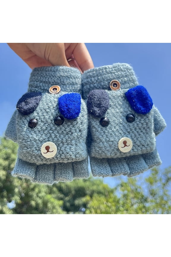 Winter Warm Kids Toddler Winter Warm Knitted Mittens Boys Girls Cute Flip Top Gloves