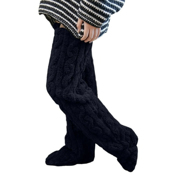 Winter Warm Knee High Socks Thermal Leg Coverings Cozy Home Wear Thick Knitted Stretchable Fashionable Soft Tights