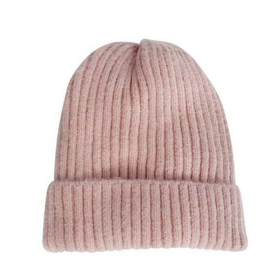 Winter Warm Knit Beanie Fleece Liner with/wo Pom Pom for Cold Weather Women - Pink, Gray, Black- Free Ship, Non-Pom Pink