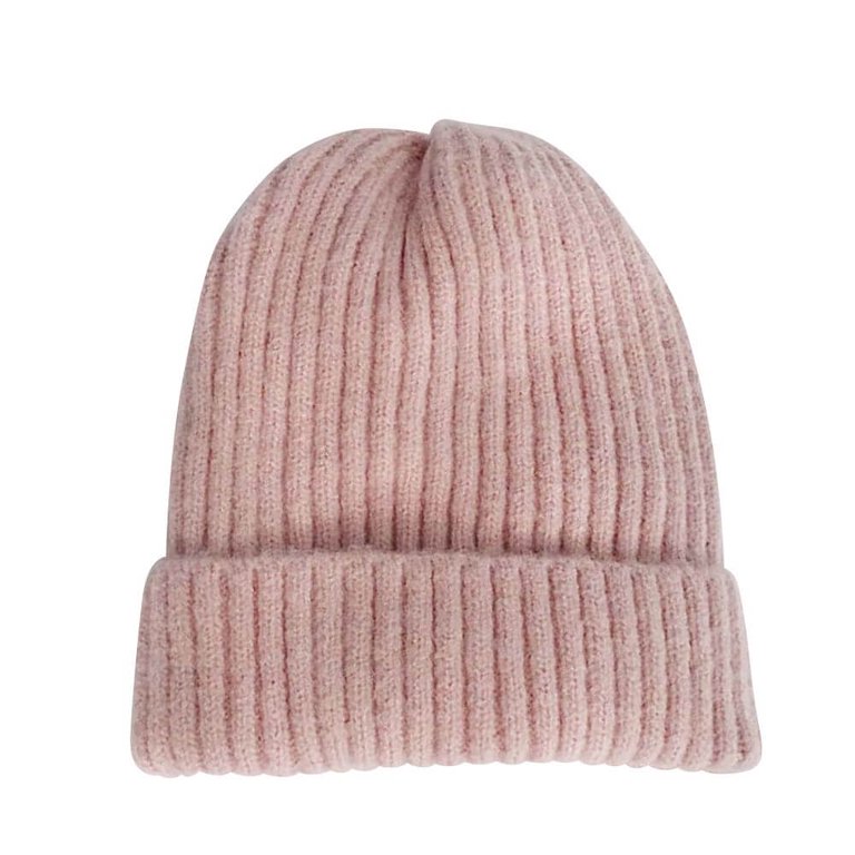FRENCH KNOT WOOL KNIT BEANIE WITH POM FLEECE LINED PINK BLACK NWOT Vintage Chalet – French Knot main image 4