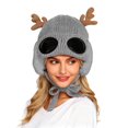 thumbnail image 1 of Winter Warm Knit Cap, Christmas Beanies Hat w/Elk Horns for Girl Women,Cute Ear Cap for Festivals, 1 of 5