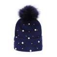 thumbnail image 1 of Winter Warm Knit Pearls Beanie Hat Skull Cap Pom Beanies for Men Women, 1 of 2