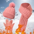 thumbnail image 1 of Winter Warm Knit Scarf Gloves Hat Set, Thickened Fleece Lined Three-Piece Accessories for Cold Weather,Thermal Protection Set for Outdoor Activities, Unisex Winter Kit for Men and Women and Daily Use, 1 of 5