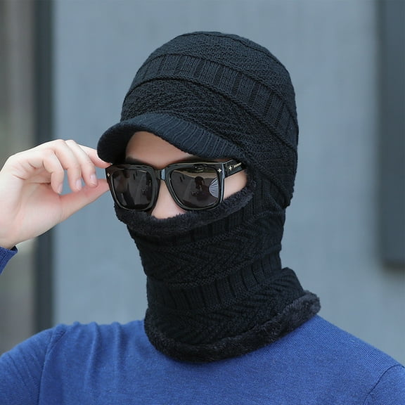 Winter Warm Knitted Balaclava Neck Warmer Hat Fleece Lined Ski Mask Windproof Face Mask for Outdoor Sports