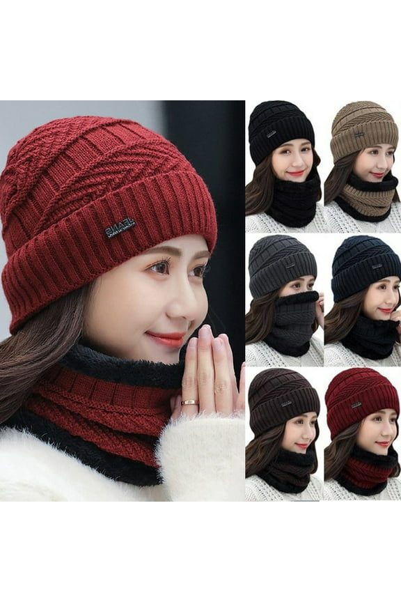 Winter Warm Knitted Beanie and Warm Scarf Set for Women, Soft Fleece Lining and Stylish Knit Scarf and Beanie Set