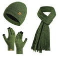 thumbnail image 1 of Women Beanie Hat Gloves Long Scarf 3 Sets Knitting Bow with Label Winter Dark Green Free, 1 of 2