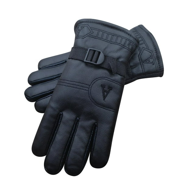 Winter Warm Leather Gloves Men'S Winter Ski Riding Leather Outdoor