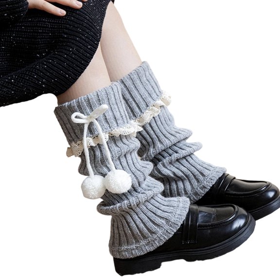 Winter Warm Leg Warmer for Women Girl Lolitas Foot Covers Socks Sweet Harajukus Lace Frilly Leg Covers Middle Tube Socks