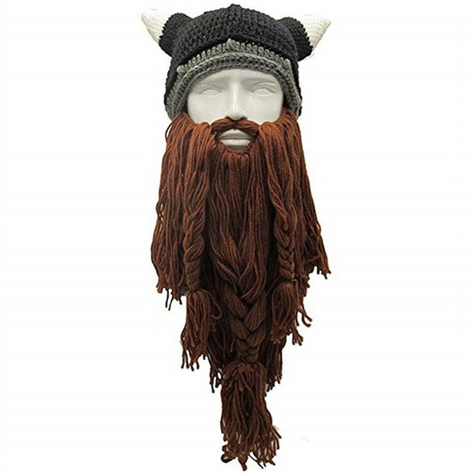 Winter Warm Mask Knitted Wool Funny Skull Cap Wig Beard Hats Handmade Knit Warm Winter Caps Ski Funny Mask Beanie for Men Women