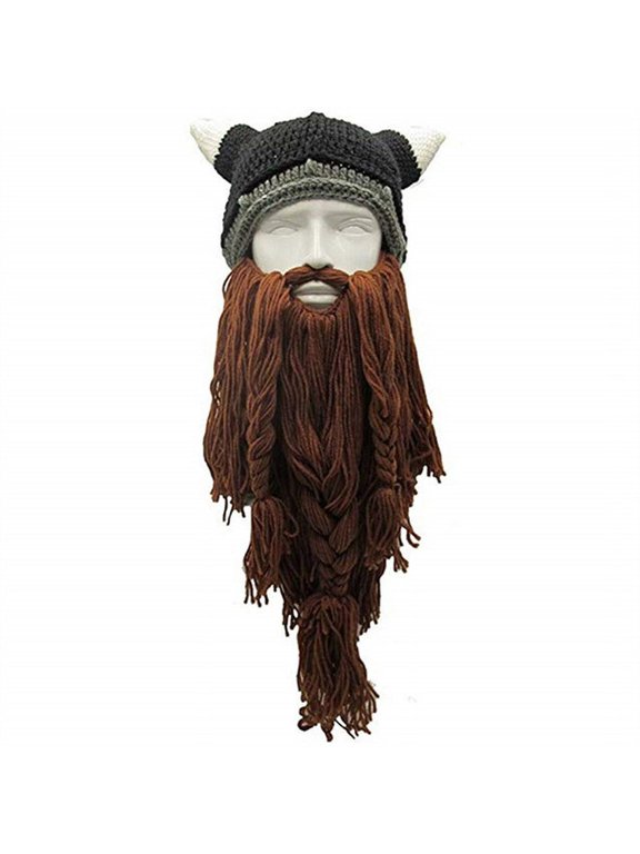 Winter Warm Mask Knitted Wool Funny Skull Cap Wig Beard Hats Handmade Knit Warm Winter Caps Ski Funny Mask Beanie for Men Women