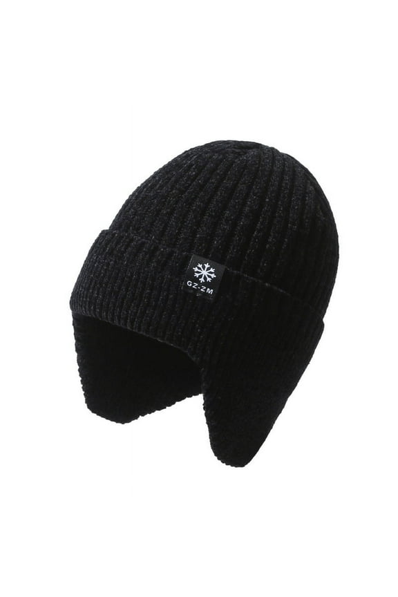 Winter Warm Men Beanie Hat Knit Work Hat With Ear Flaps Outdoor Sport Ski Cap