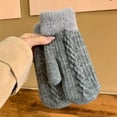 thumbnail image 1 of Winter Warm Mittens for Women Men Soft Double Layer Thick Knitted Gloves (Grey One Size), 1 of 3