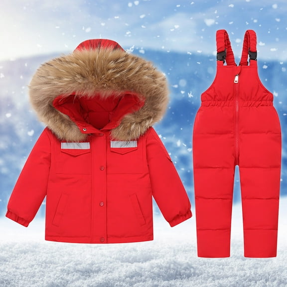Winter Warm Outdoor Jackets Coats Boys Girls Fashion Solid Color Down Jackets Keep Thickening Warm Outdoor Coat Jumpsuit Set on Clearance