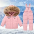 thumbnail image 1 of Winter Warm Outdoor Jackets Coats Boys Girls Fashion Solid Color Down Jackets Keep Thickening Warm Outdoor Coat Jumpsuit Set Snowsuit Jackets Warm Coats, 1 of 9