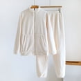 thumbnail image 1 of Winter Warm Pajamas Sets for Women, Zip up Coat Jogger Pants Flannel Fleece Thermal Sleepwear Loungewear Outfits White L, 1 of 3