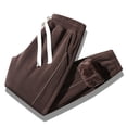 thumbnail image 1 of Winter Warm Pants for Men Casual Solid Color Drawstring Elastic Waist Trouser Long Thickened Sweatpants Coffee XL, 1 of 3