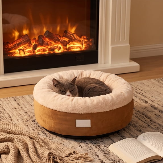 Winter Warm Pet Bed 15.7" - Removable Dog Cat Cave Bed, Cozy Nest Mat for Small Medium Pets Indoor with Soft Plush Cushion