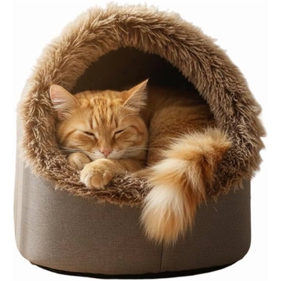Winter Warm Pet Cave Bed, 2026 New Soft Plush Cozy Indoor Nest , Removable Cushion Warming Pets Cozy Enclosed Cat House with Non-Slip Bottom for Winter for Cats and Small Dogs