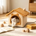 thumbnail image 1 of Winter Warm Pet Cave Bed Extra Thick Enclosed Sleeping Bed, Removable Washable Large Pet House for Indoor Sleep Security Rest, Polyester, 1 of 6