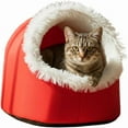 thumbnail image 1 of Winter Warm Pet Cave Bed, Hooded Cat Bed with Removable Cushion - Cozy Pet Nest,Self-Warming Anti-Anxiety Hooded Tent, for Cats & Small Dogs,Anti-Slip Bottom (#C, Medium), 1 of 8