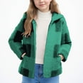 thumbnail image 1 of Winter Warm Plaid Jackets for Kids Boys Girls Open Front Hooded Cardigan Trendy Fuzzy Fleece Outerwear New Lightweight Jacket Toddler Baby Girl Travel Green 100, 1 of 6