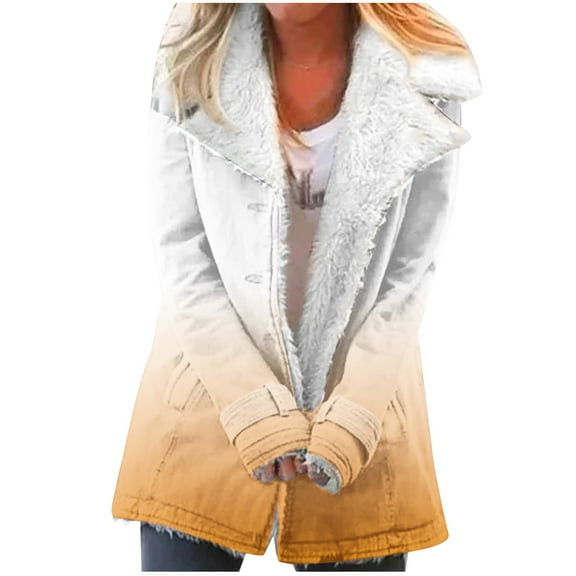 Winter Warm Plus Size Caots for Womens Zip Up Fashion Composite Plush Button Lapels Jacket Outwear Coat