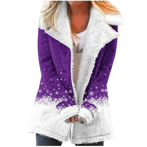 Winter Warm Plus Size Caots for Womens Zip Up Fashion Composite Plush Button Lapels Jacket Outwear Coat