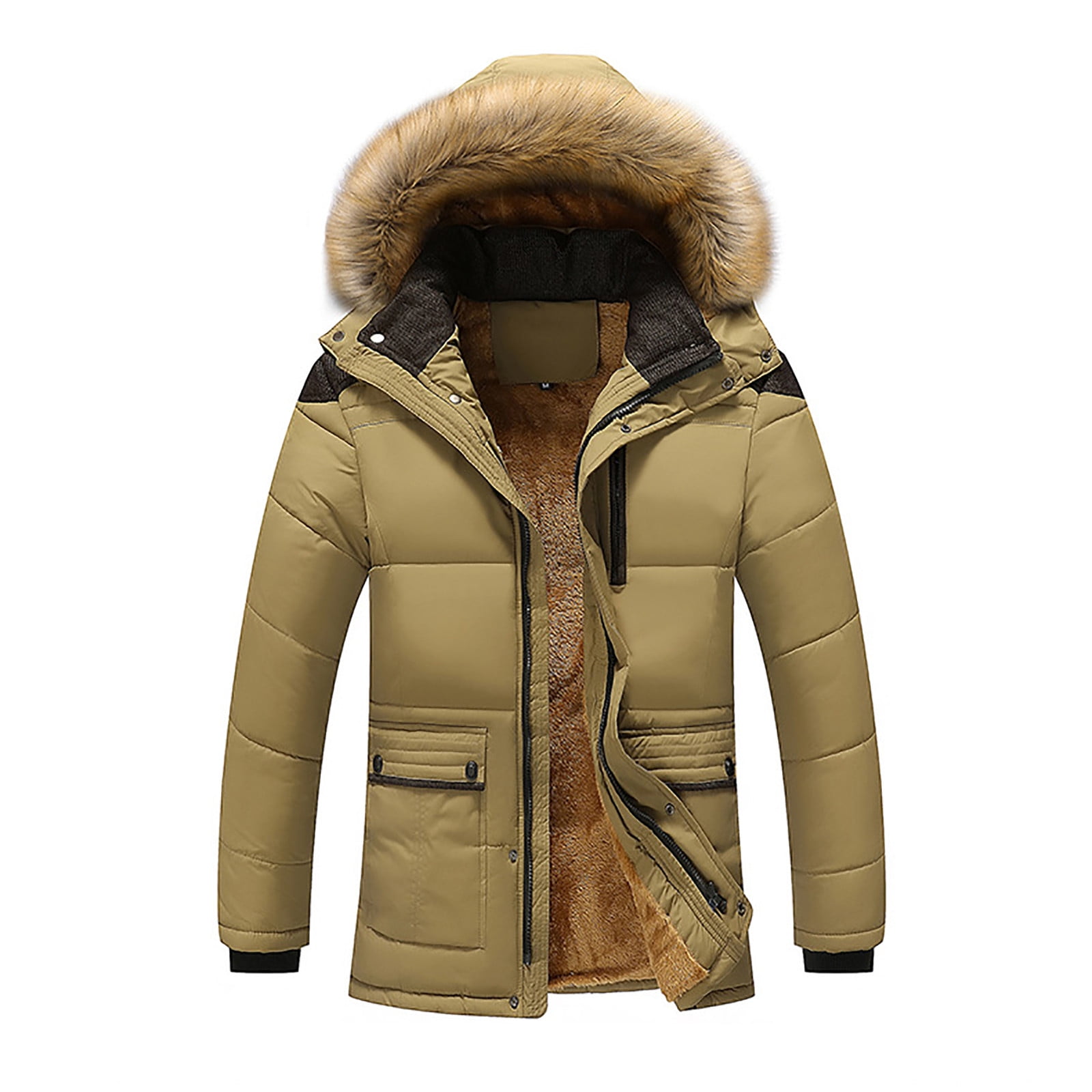 Winter Warm Puffer Jacket for Men Puffer Coat Hoodies Waterproof Parka jacket Warm Thicken Ski Coat Hooded Padded Coat Plus Size Bomber Down Jacket Walmart
