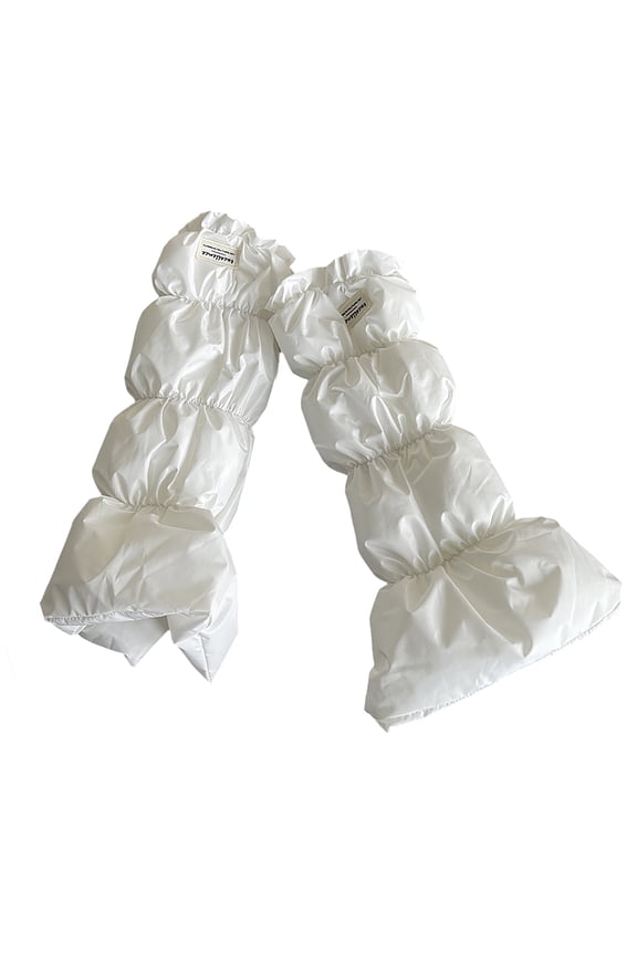 Winter Warm Puffer Leg Warmers with Letter Label Grunge Baggy Loose Boot Cuffs Covers Leg Covers Footless Calf Socks