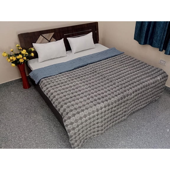 Winter Warm Quilt Batting Cotton Quilt Handmade Jaipuri Razai Quilt blanket Soft Kantha Quilt, Queen Size Traditional Jaipuri Quilt homemade