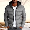thumbnail image 1 of Winter Warm Quilted Jacket for Men Hooded Puffer Coat Zipper Long Sleeve down Outerwear with Pockets New Mens Lightweight Jackets Gray XL, 1 of 5