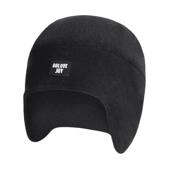 Winter Warm Riding Hat Men's Outdoor Sports Ear Protection Grain Fleece Riding Hat Helmet Liner Black Ollie