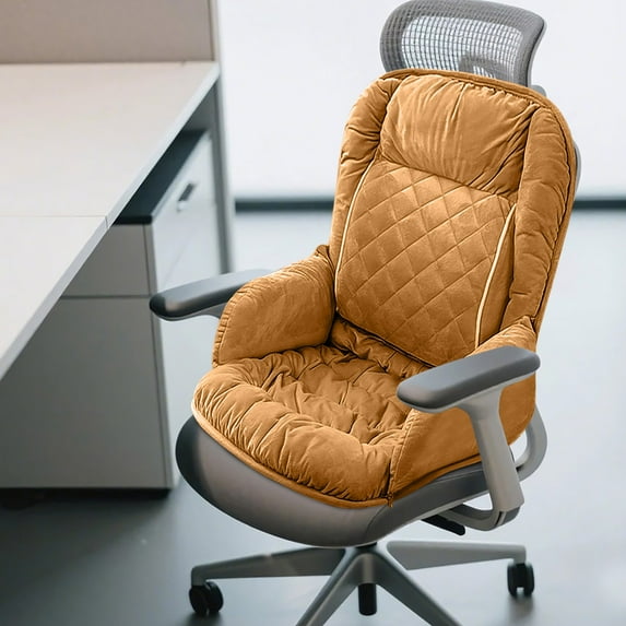 Winter Warm Seat Cushion Backrest - Integrated Office Chair Pad for Long Sitting Period Cozy Waist Protection Chair Support Cushion